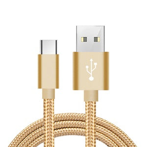 CABLE MICRO USB 2 MTS TELA ORO (6697225126096)