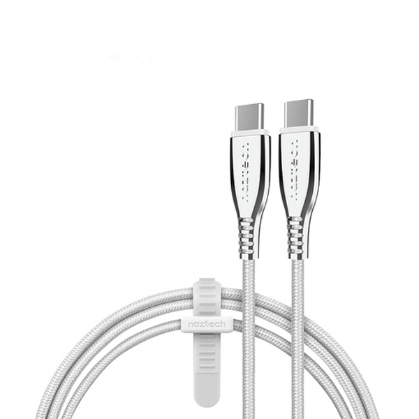 CABLE TITANIUM USB-C A USB-C BLANCO NAZTECH