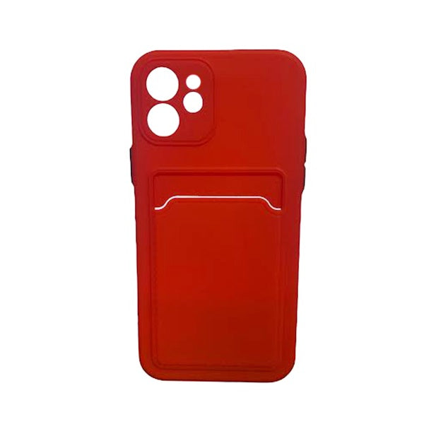 CARATULA TPU TARJETERO IPHONE 12 ROJO