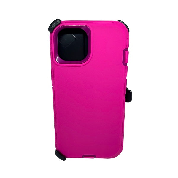 ESTUCHE TIPO DEFENDER IPHONE 14/13 FUCSIA/MORADO CON CLIP