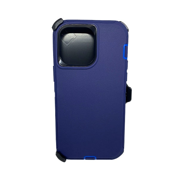 ESTUCHE TIPO DEFENDER IPHONE 14/13/12 PRO MAX AZUL CON CLIP