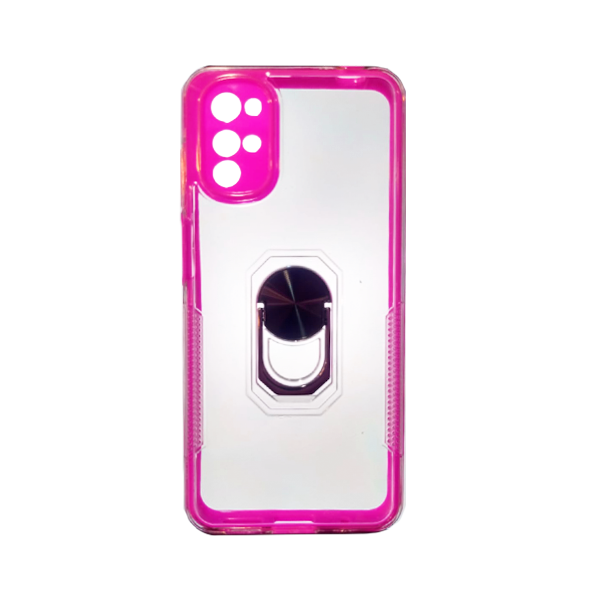 CARATULA 2 EN 1 C/ANILLO MOTO E32 TRANSPARENTE/ROSA