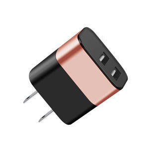 ADAPTADOR DUAL USB DE PARED CARGA RAPIDA 3.1 A NEGRO/ROSE GOLD (6697250160848)